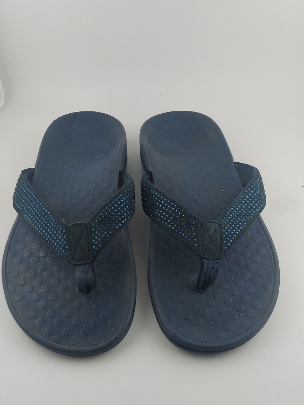 Vionic Navy Blue Rhinestone Flip Flop Sandals